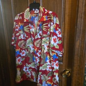 Hilo Hattie Red Tropical Floral Shirt